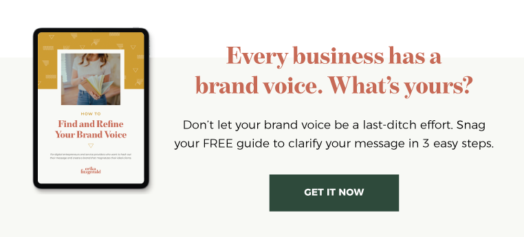 Free brand voice guide for creative entrepreneurs and service providers.
